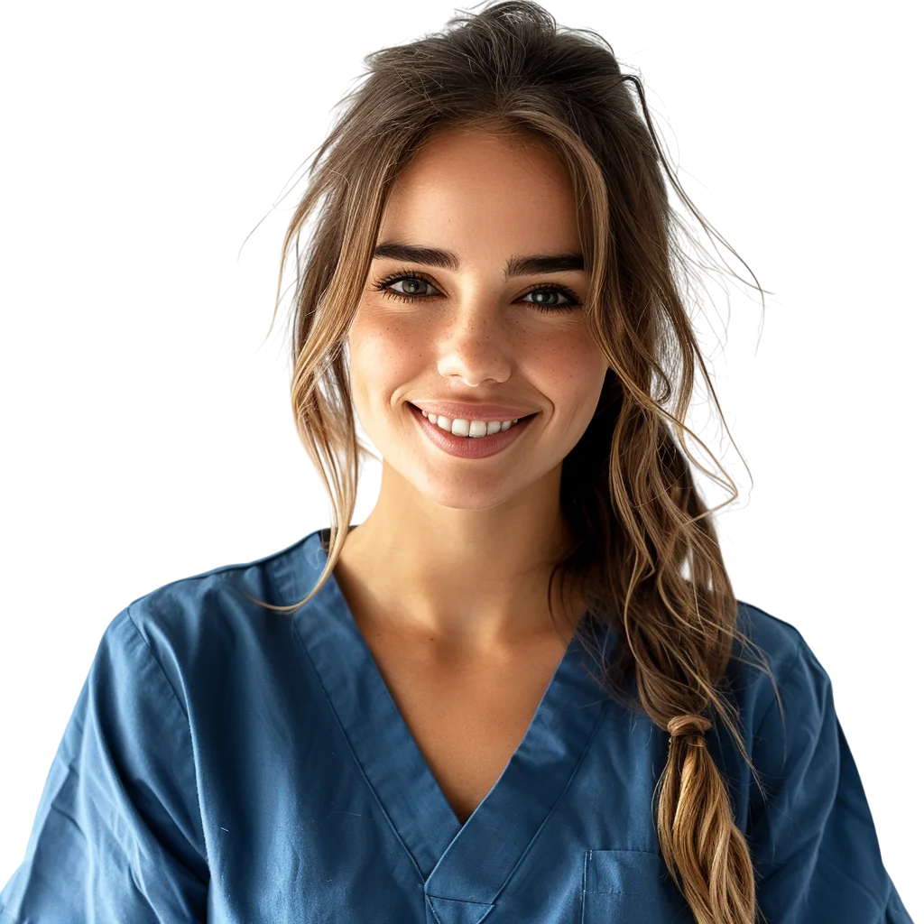 Female Nurse in Blue Uniform Free PNG Image