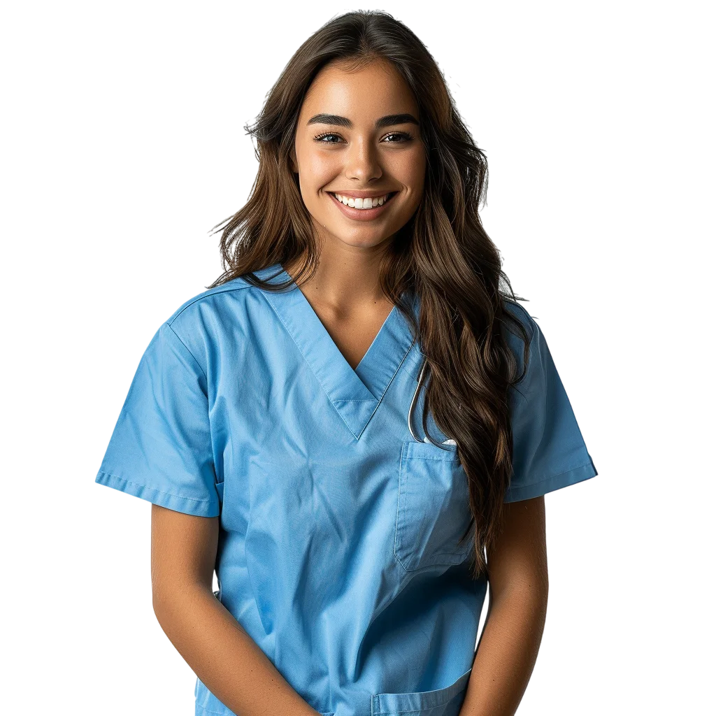 Female Nurse in Blue Scrubs Free PNG Image