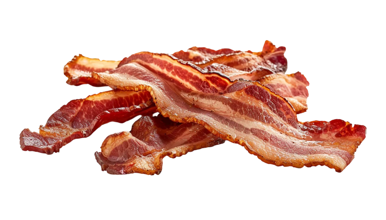 Crispy Fried Bacon Strips Pile Free PNG Image