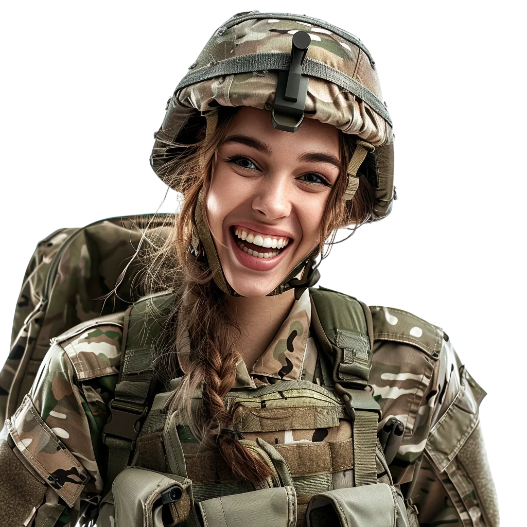 Female Soldier in Military Uniform Free PNG Image