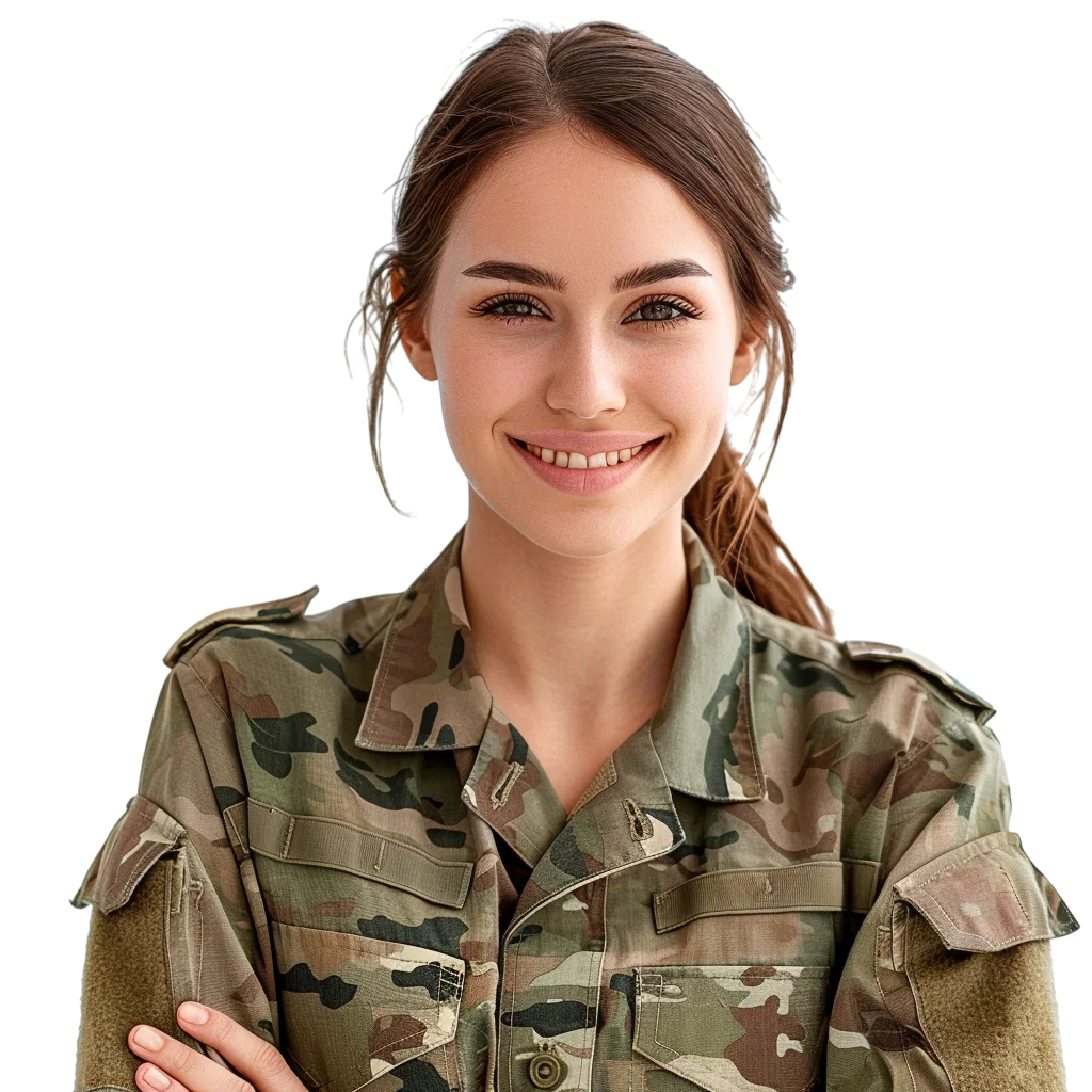 Smiling Woman In Military Uniform Free PNG