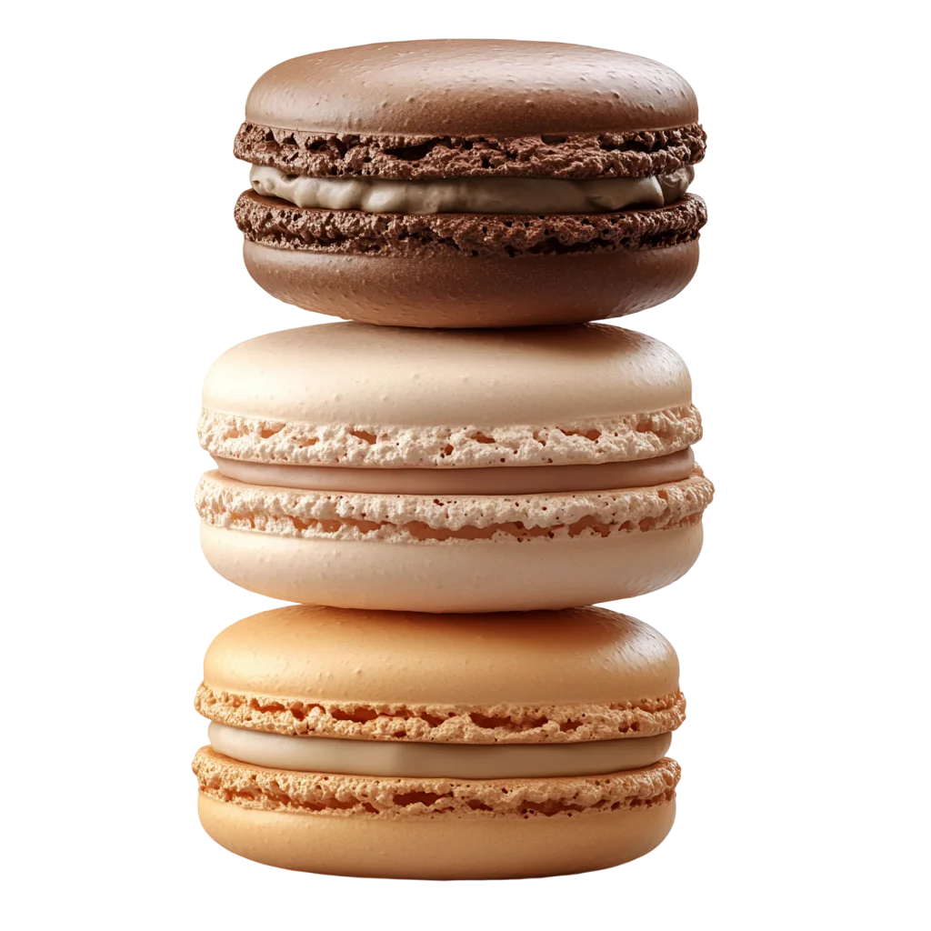 Fresh Stacked Macaron Cookies Assortment PNG