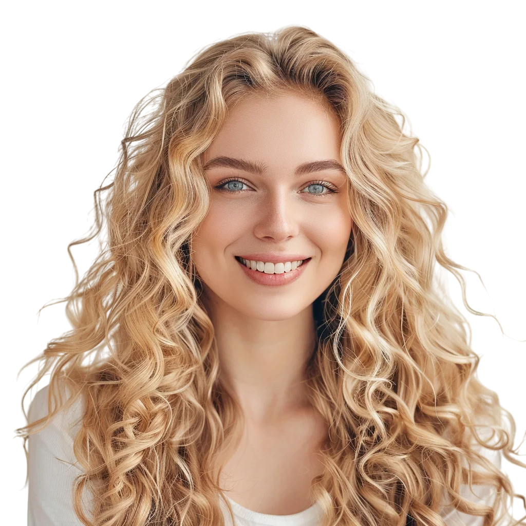 Blonde Curly Hair Woman Smiling Free PNG