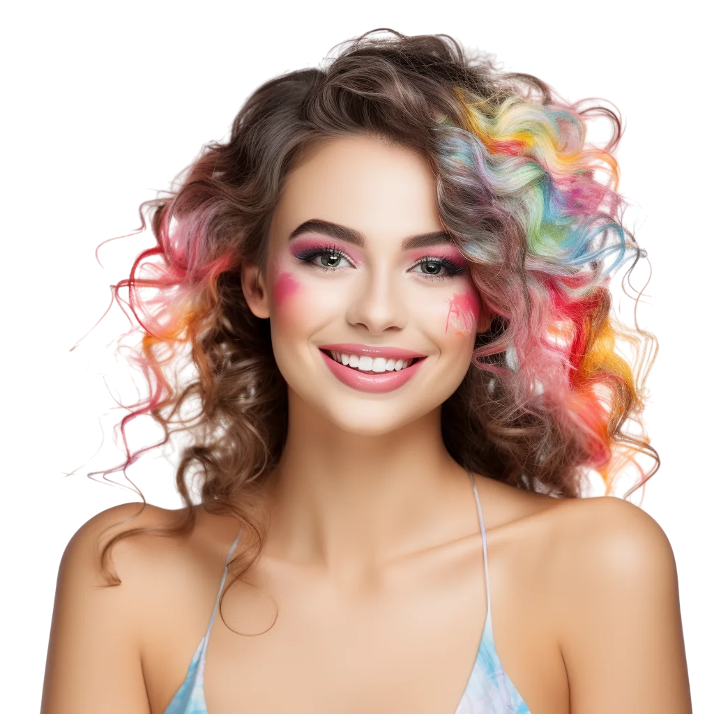 Colorful Makeup Woman Creative Portrait PNG