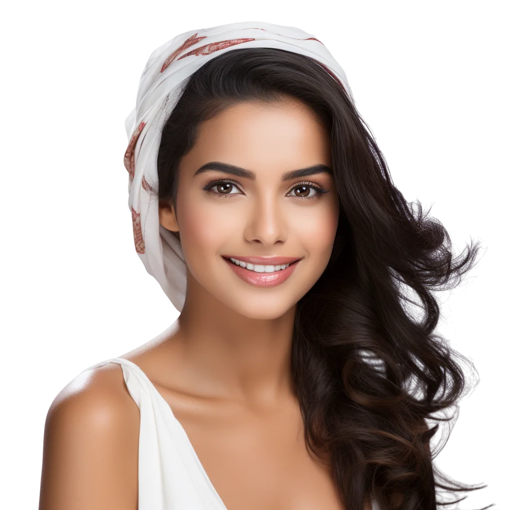 Wavy Long Hair Brunette Woman White Top Free PNG