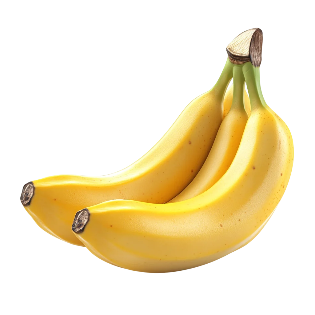 Fresh Ripe Yellow Bananas Bunch Trio PNG