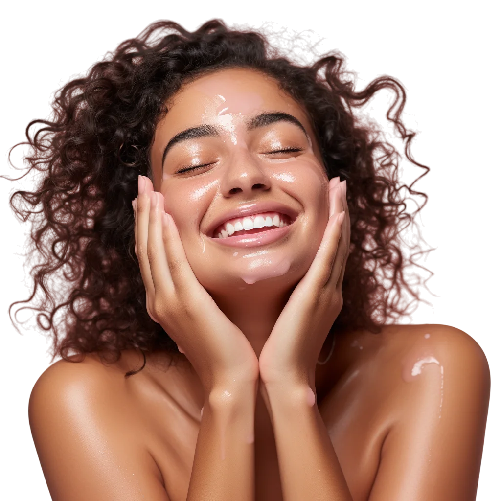 Smiling Woman Skincare Portrait Free PNG