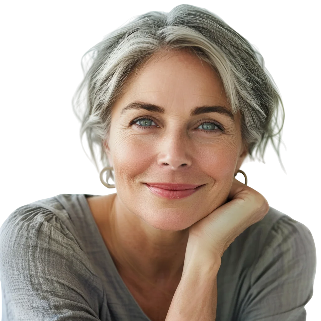 Smiling Senior Woman Grey Hair Free PNG
