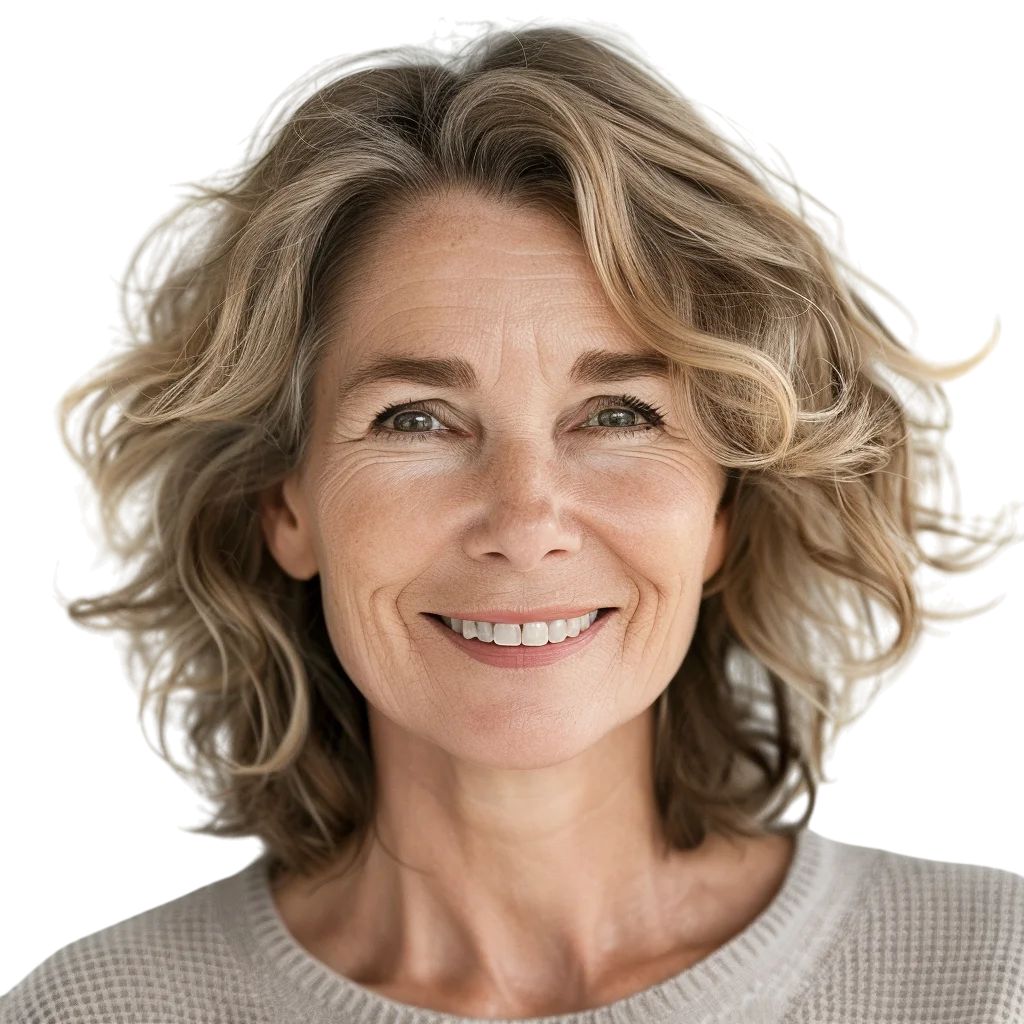 Smiling Senior Woman Short Hair PNG