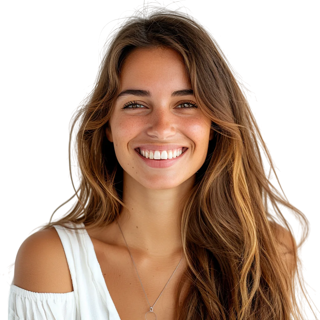 Smiling Woman White Top Off Shoulder PNG