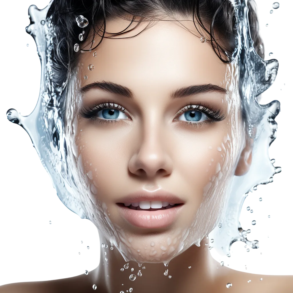 Close Up Woman Face Water Splash PNG