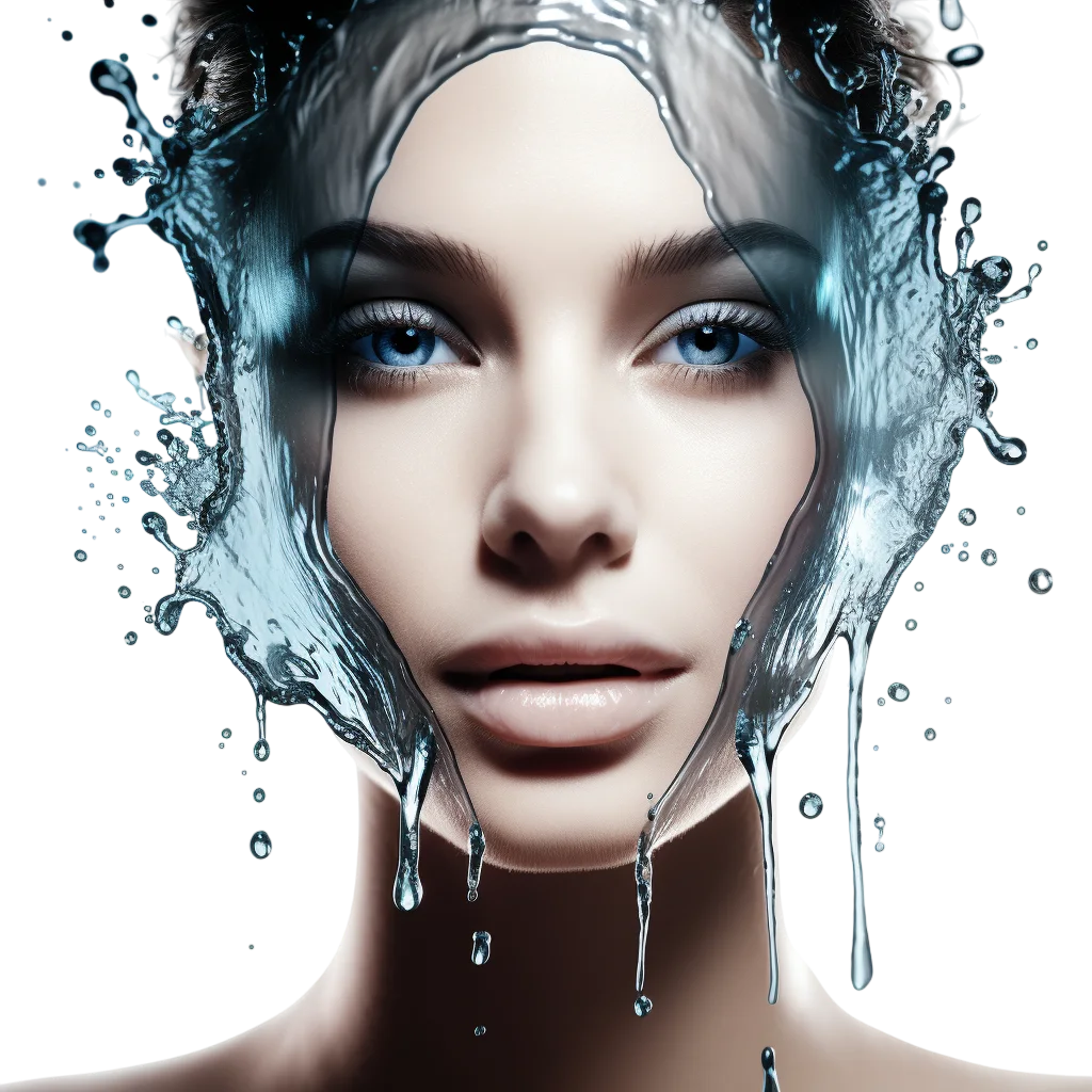 Artistic Woman Face With Water Splash Free PNG
