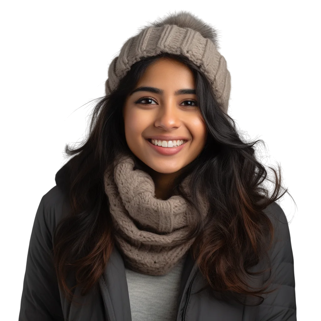 Woman in Winter Turtleneck Sweater Free PNG Image