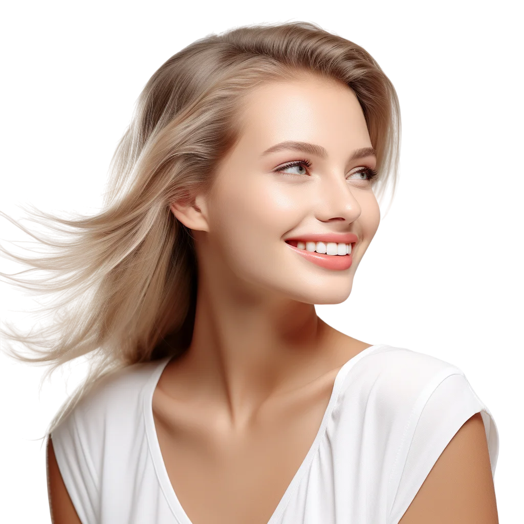 Blonde Woman Blowing Hair Free PNG Image