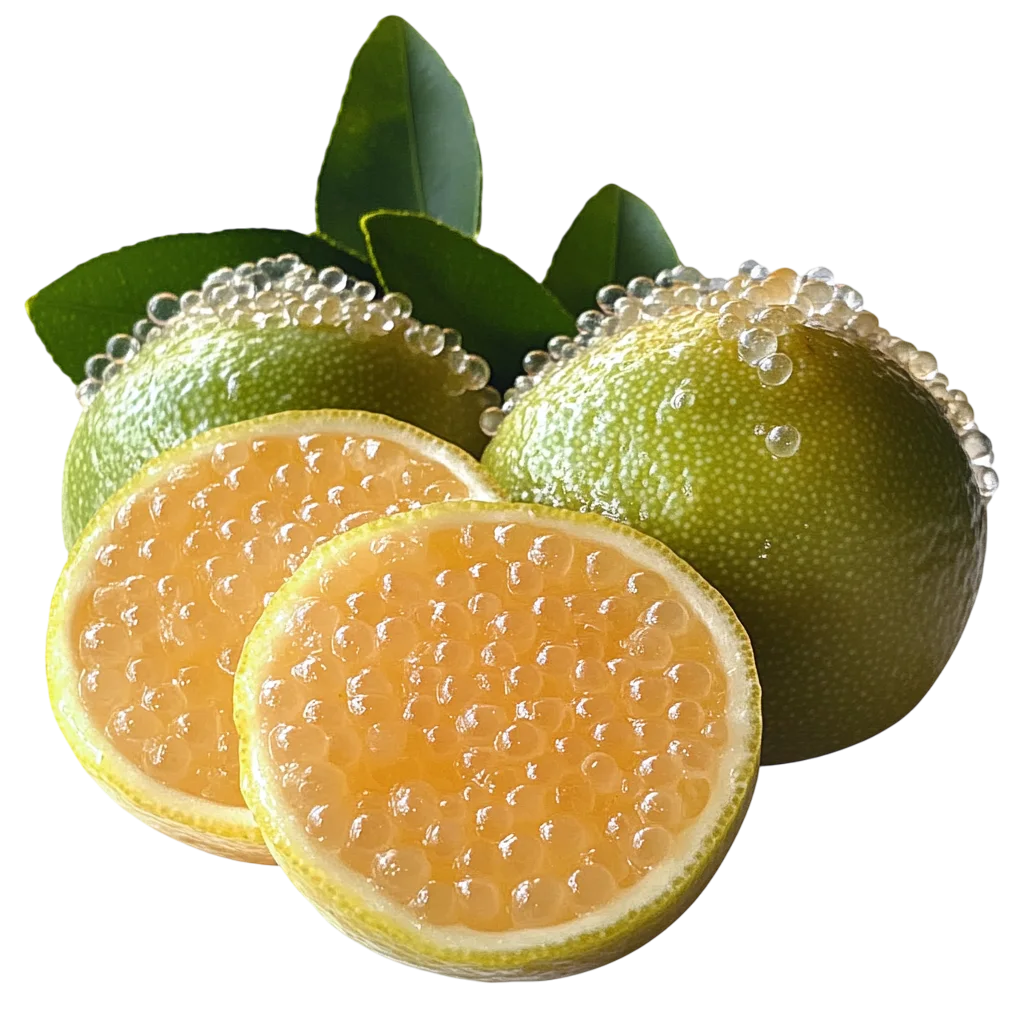 Green Citrus Caviar Limes with Orange Pulp | Free PNG