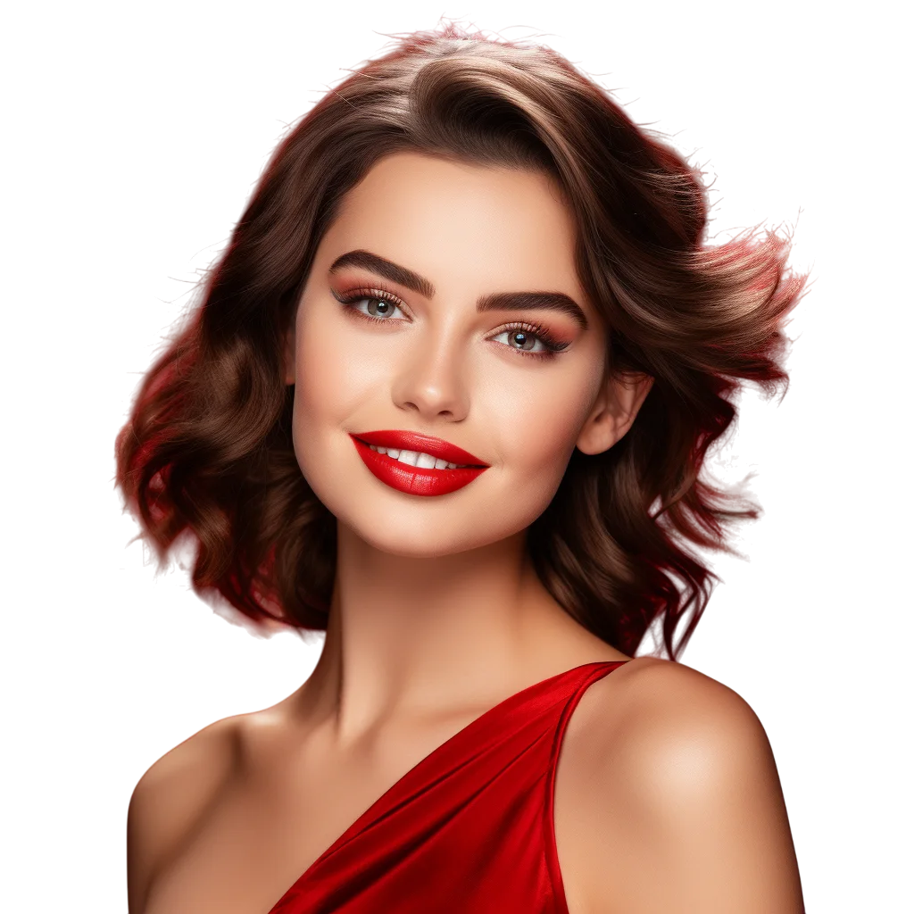 Vintage Woman in Red Top Free PNG Image