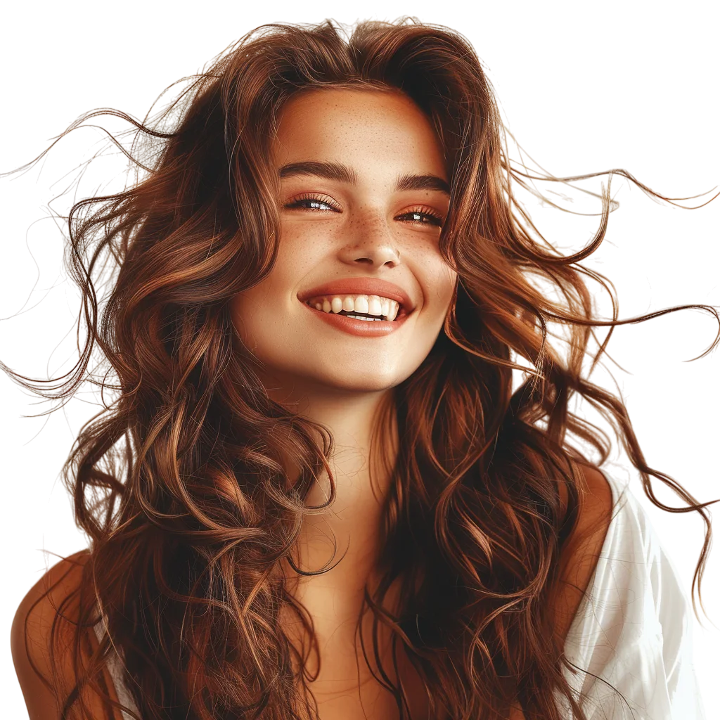 Curly Hair Woman Portrait Free PNG Image