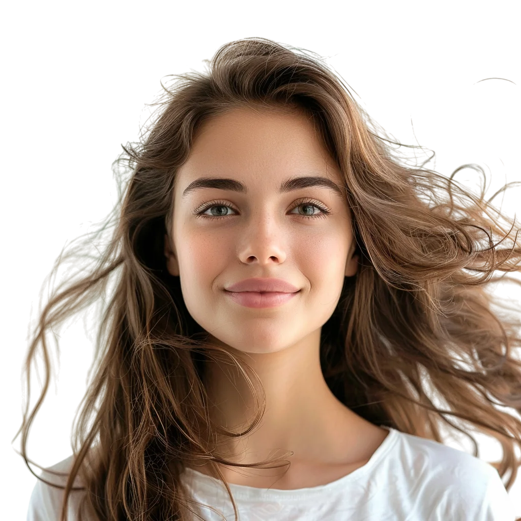 Wavy Hair Woman Portrait Free PNG Image