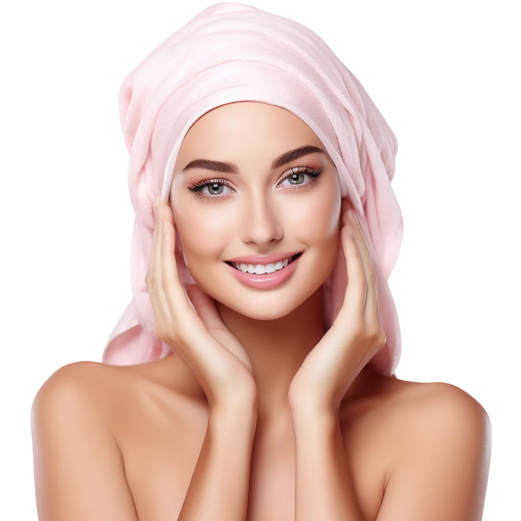 Woman with Pink Spa Wrap Free PNG Image