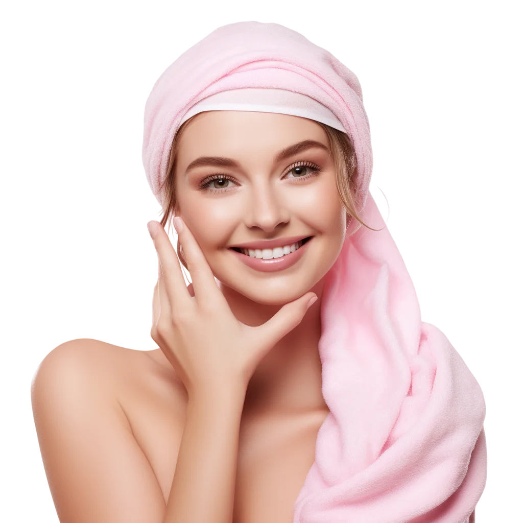 Woman with Pink Spa Headband Free PNG Image