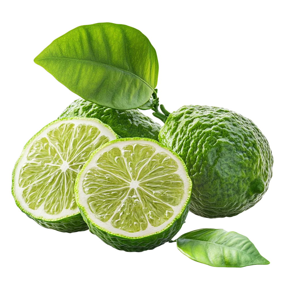 Fresh Lime Slices And Whole Limes Cluster PNG