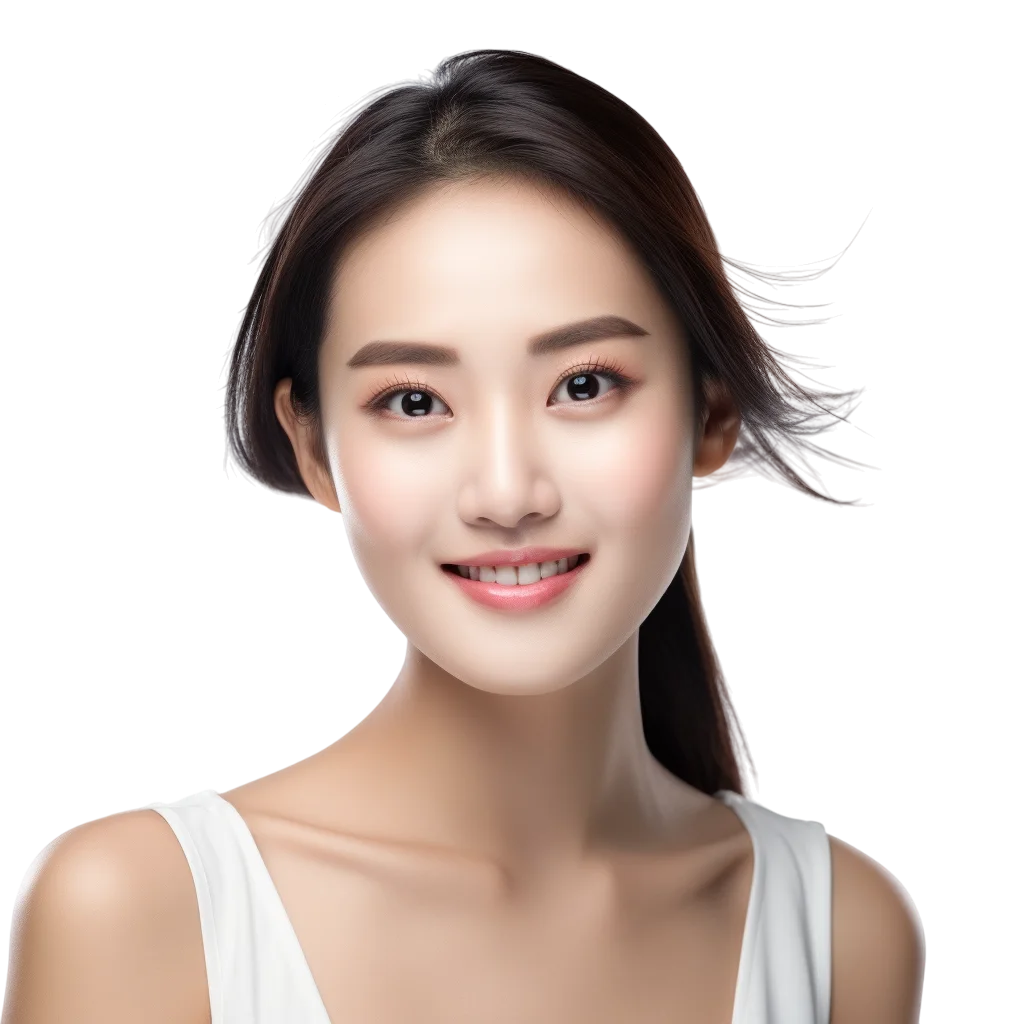 Asian Woman in White Top Free PNG Image