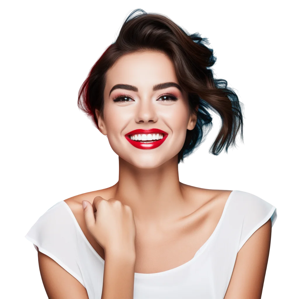 Brunette Woman in White Top Free PNG Image