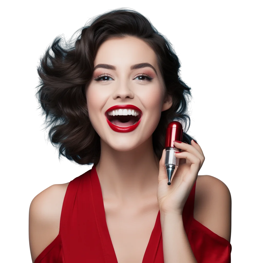 Vintage Woman in Red Dress Free PNG Image