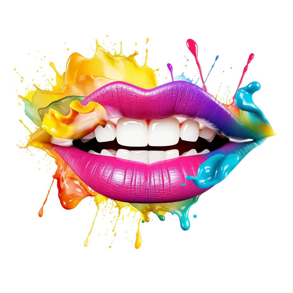 Colorful Lips Art Splash Free PNG Image