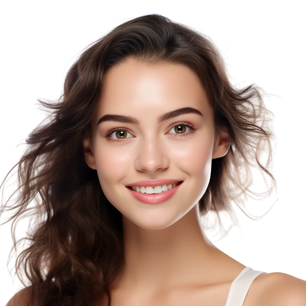 Brunette Woman Wavy Hair Free PNG Portrait
