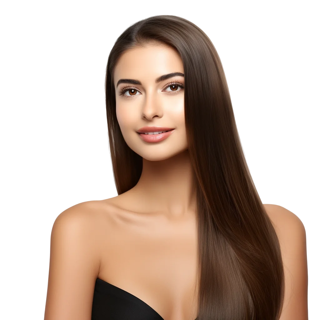 Brunette Woman Long Straight Hair Free PNG Image