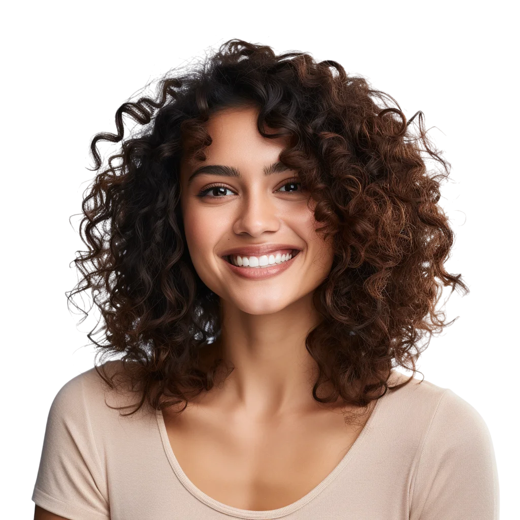 Curly Hair Woman Smiling Free PNG Image