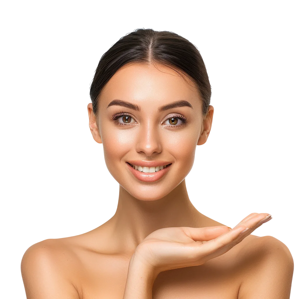 Woman Presenting with Open Hands Free PNG Image