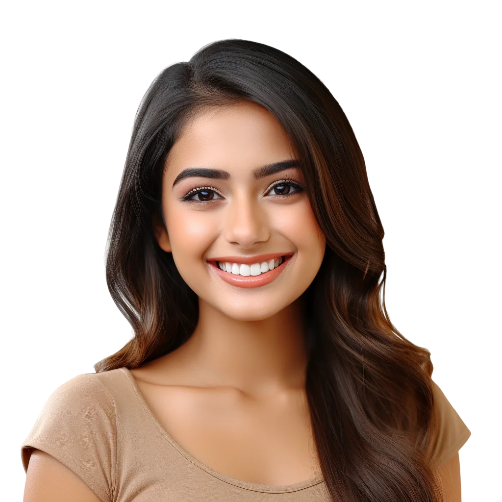 Brunette Woman Smiling Portrait Free PNG Image
