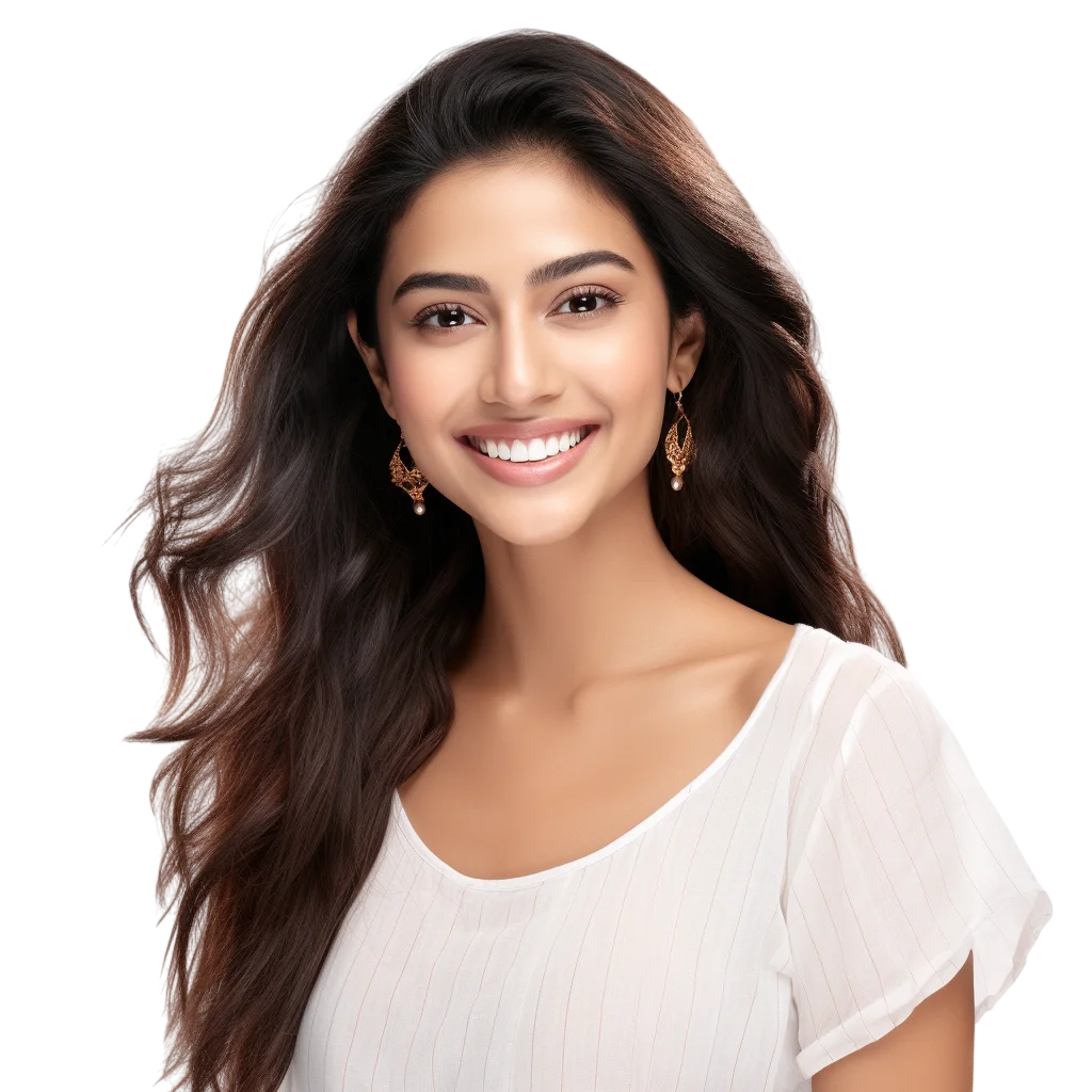 Brunette Woman in White Top Free PNG Image