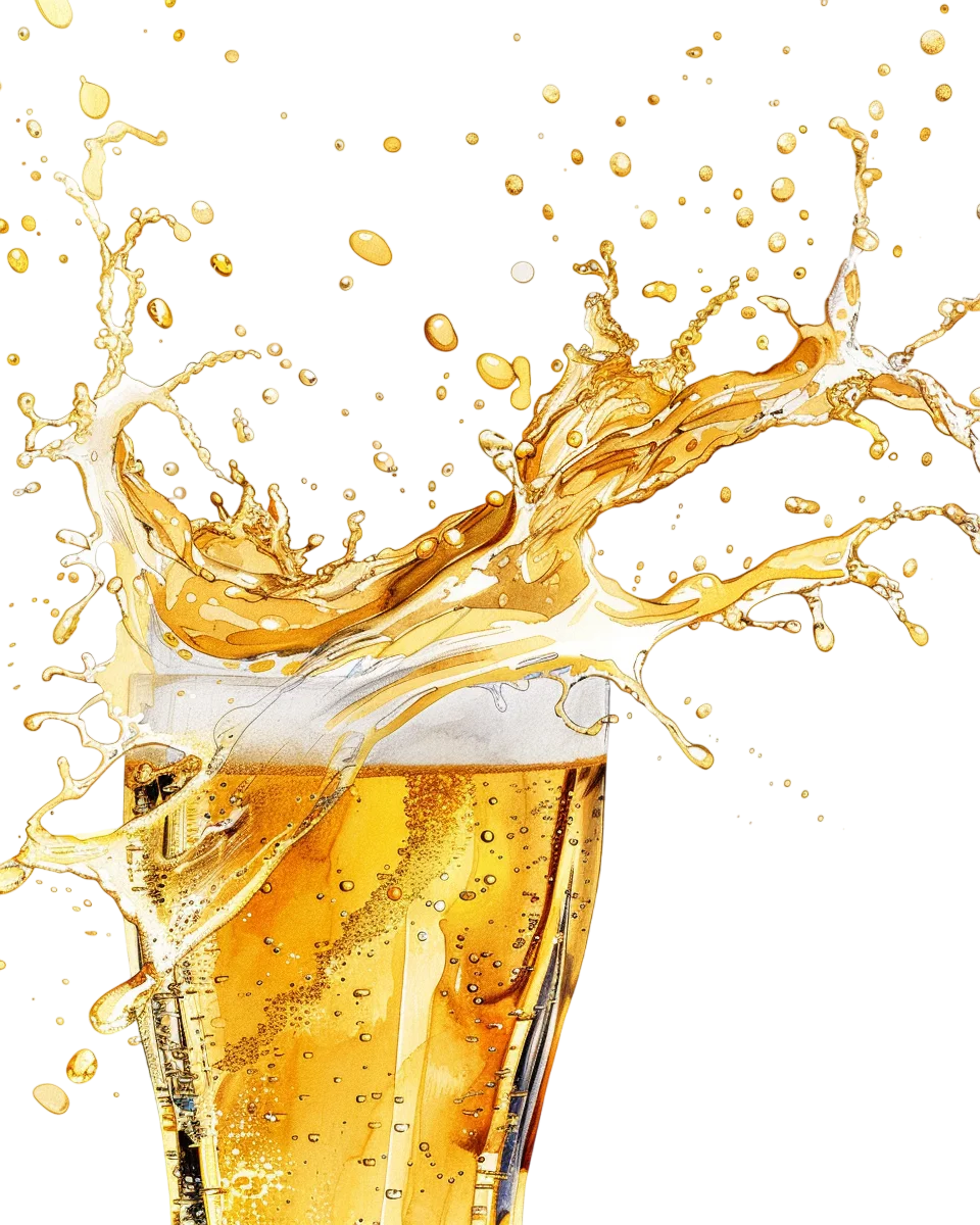 Refreshing Beer Splash in Glass Free PNG Image