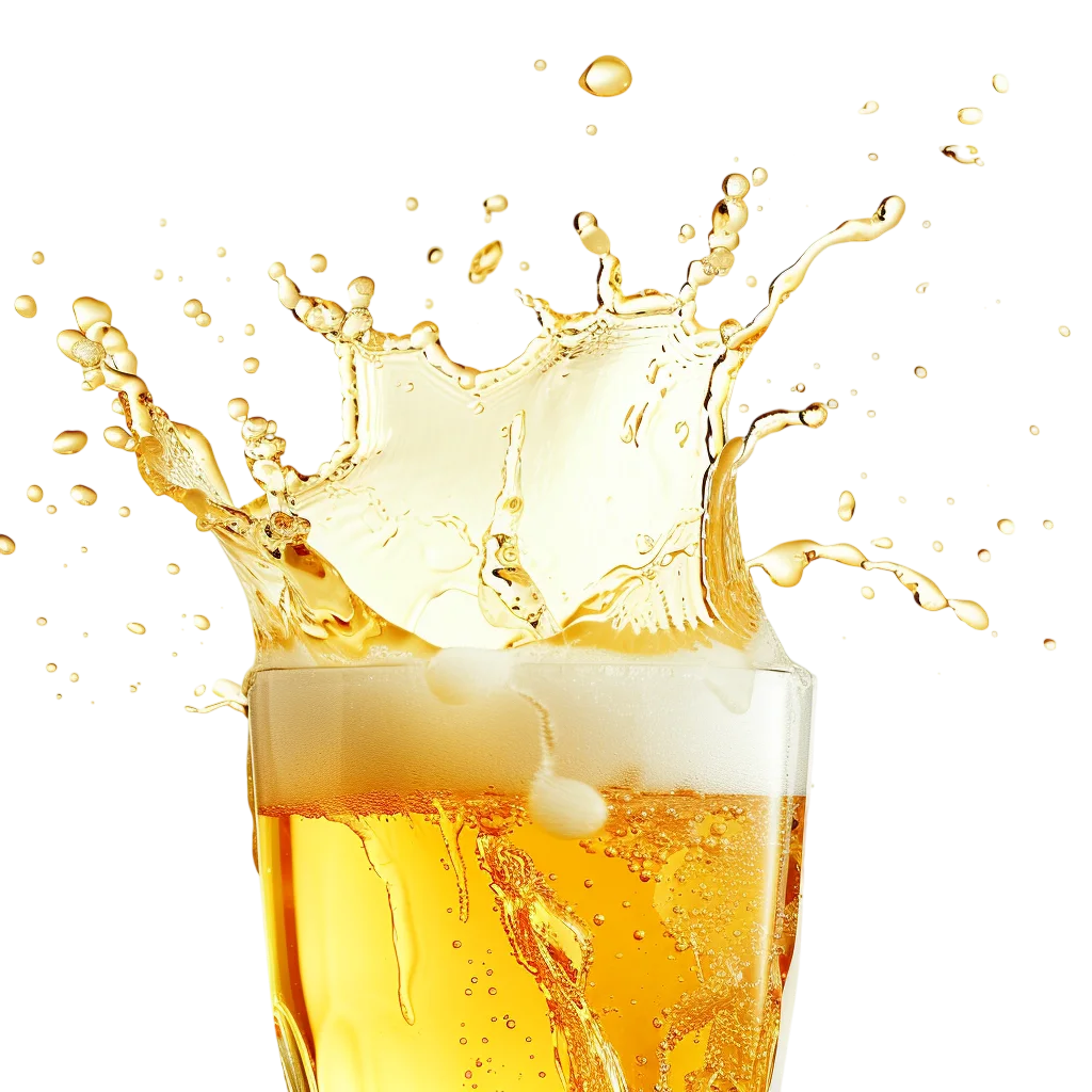 Beer Splash in Glass with Foam Free PNG Image