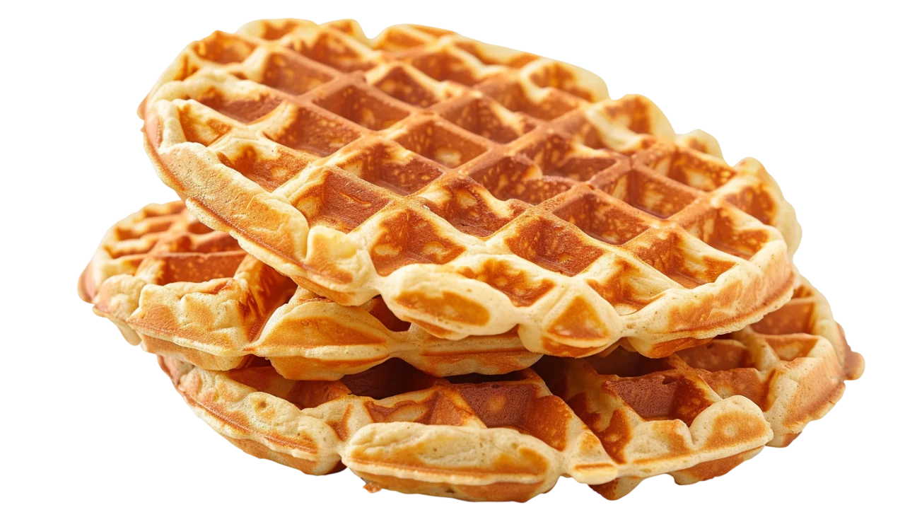 Stack of Golden Belgian Waffles Free PNG Image
