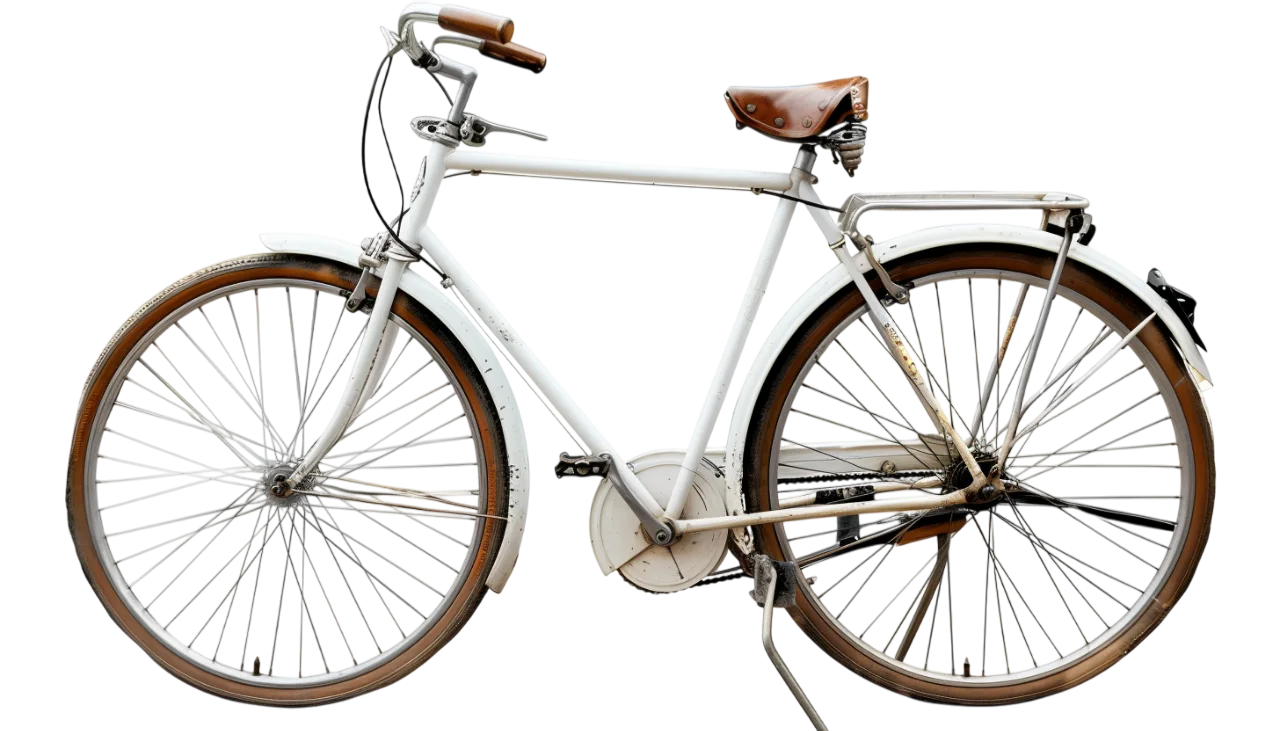 Vintage White Bicycle Free PNG Image