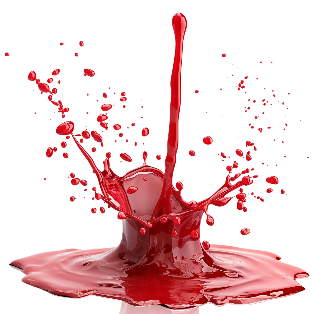 Red Juice Splash with Droplets Free PNG Image
