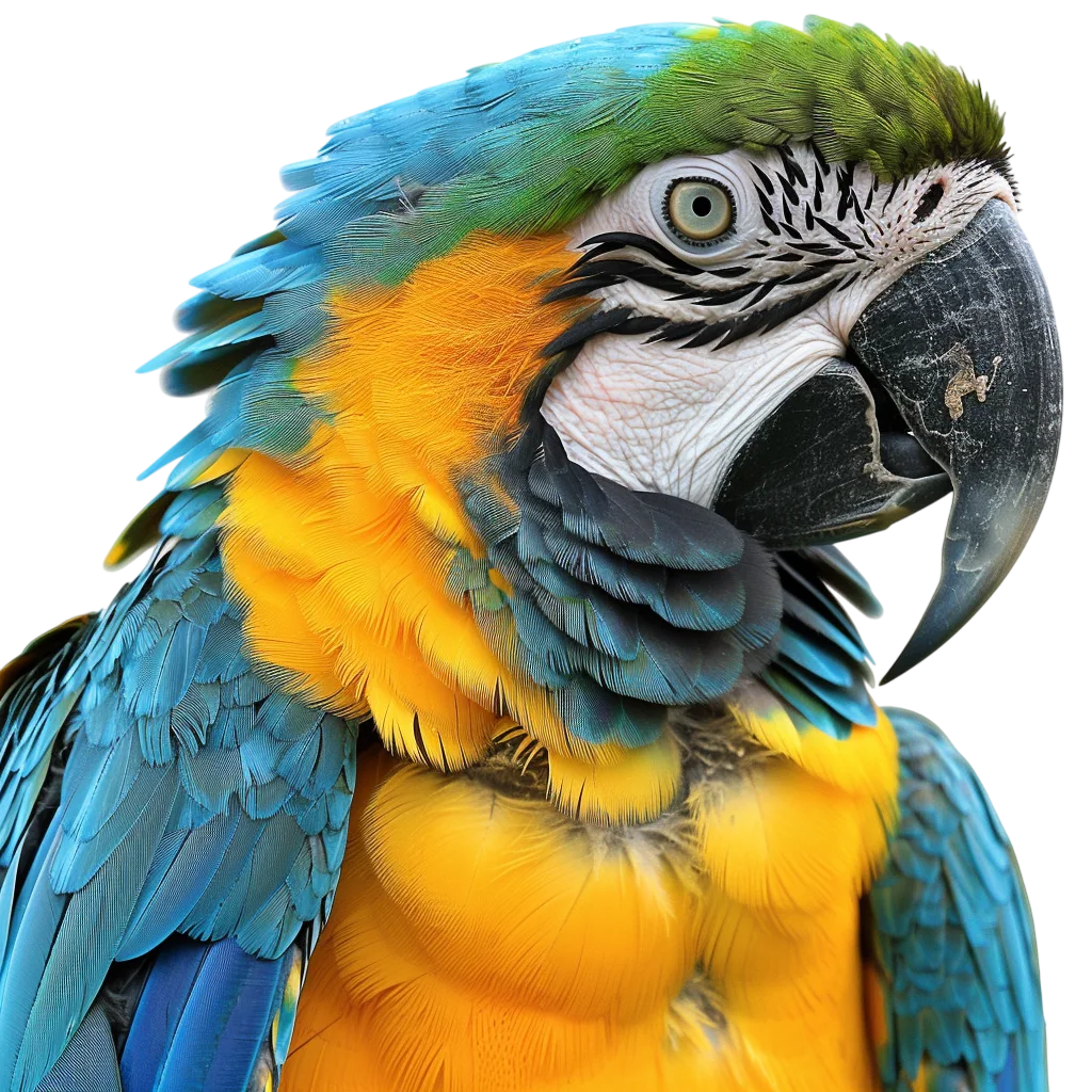 Blue and Yellow Macaw Parrot Close Up Free PNG Image