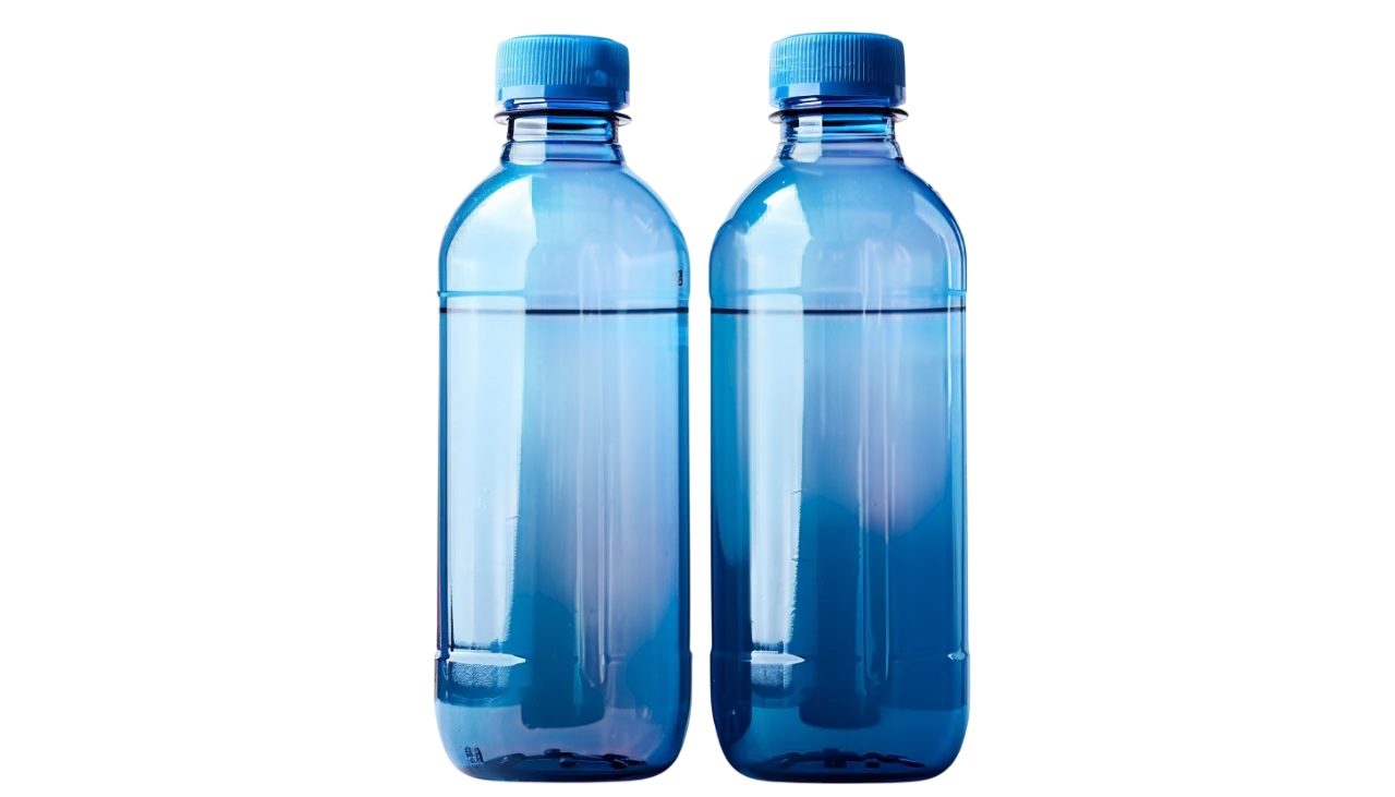 Two Blue Water Bottles Standing Free PNG Image