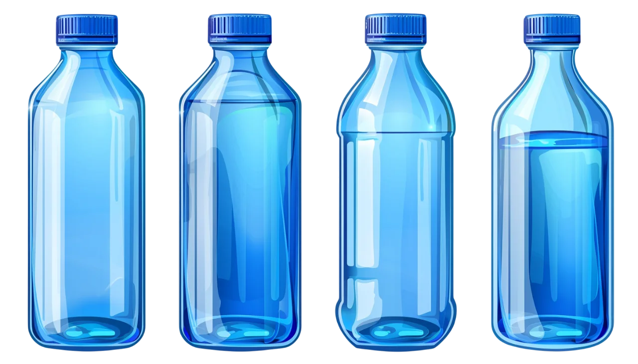Two Blue Water Bottles Standing Free PNG Image