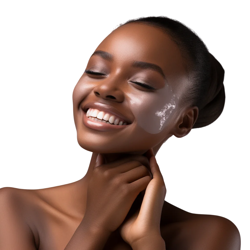 Black Woman Skincare Model Smiling Free PNG Image