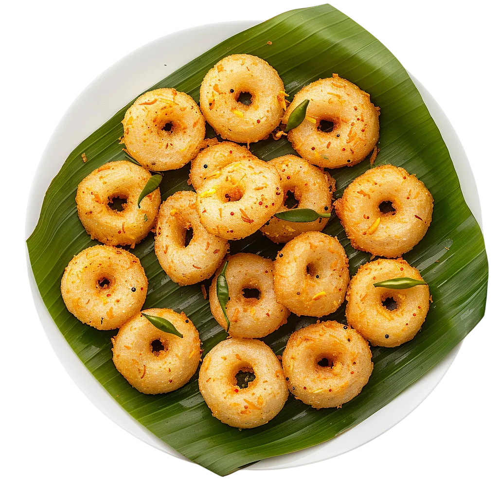 Fried Mini Doughnuts on Leaf Free PNG Image