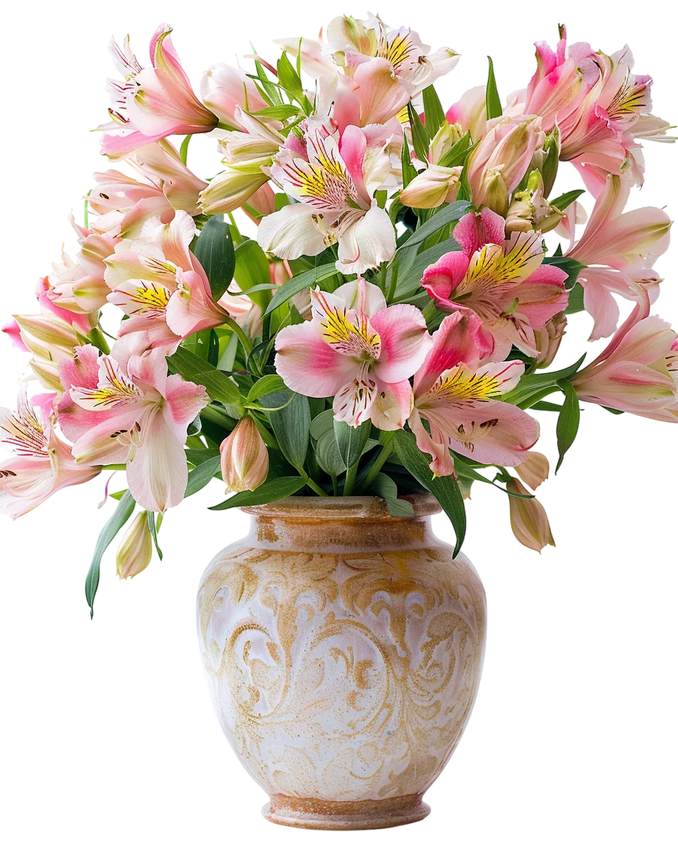 Bouquet of Pink Flowers in Vase Free PNG Image