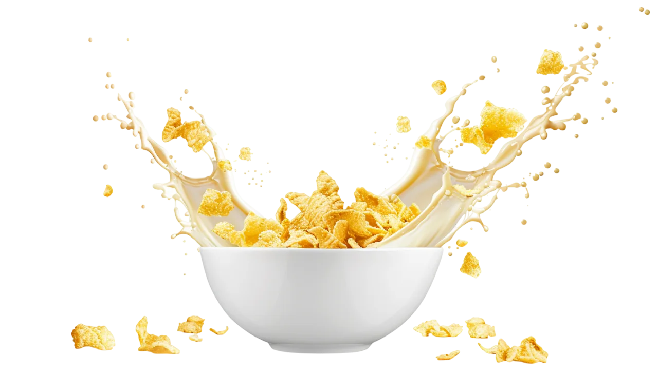 Splash of Breakfast Cereal and Milk Free PNG Image