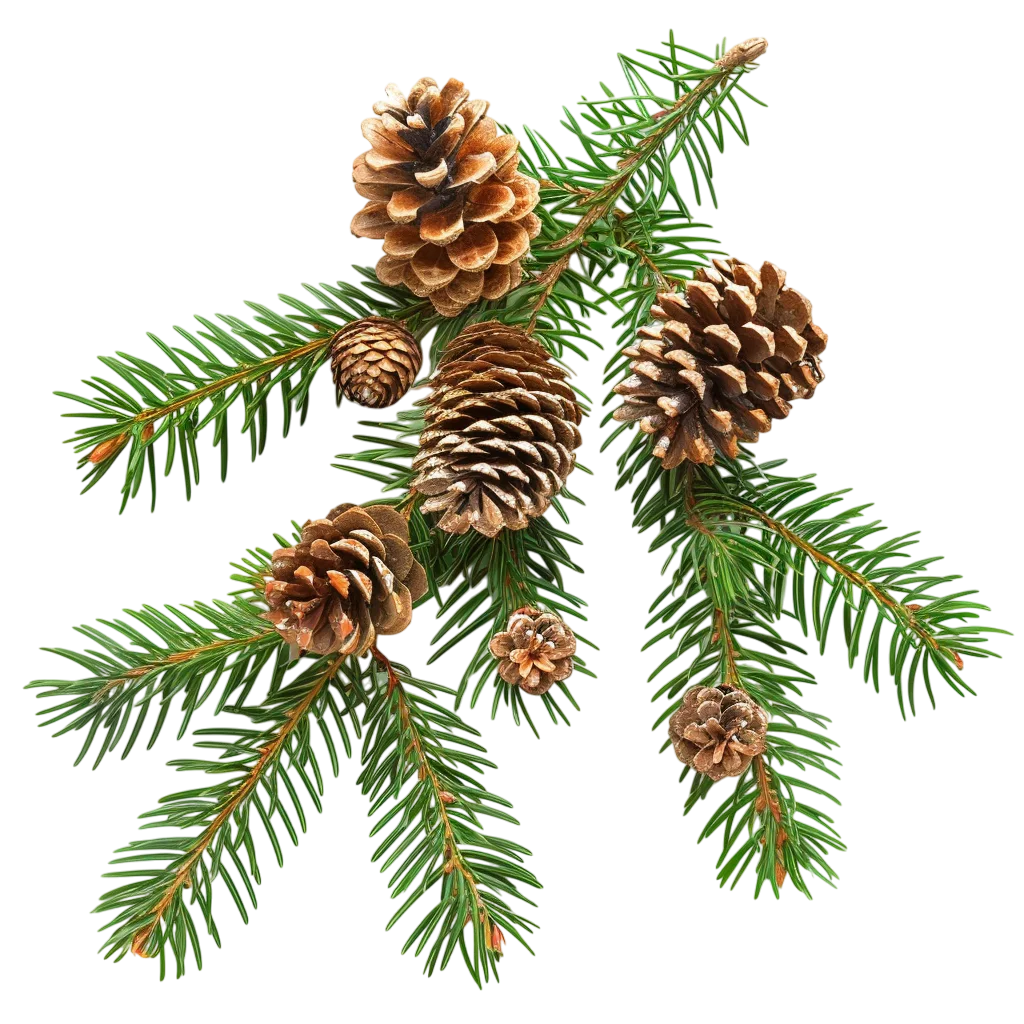 Pine Tree Branch with Cones Free PNG Image