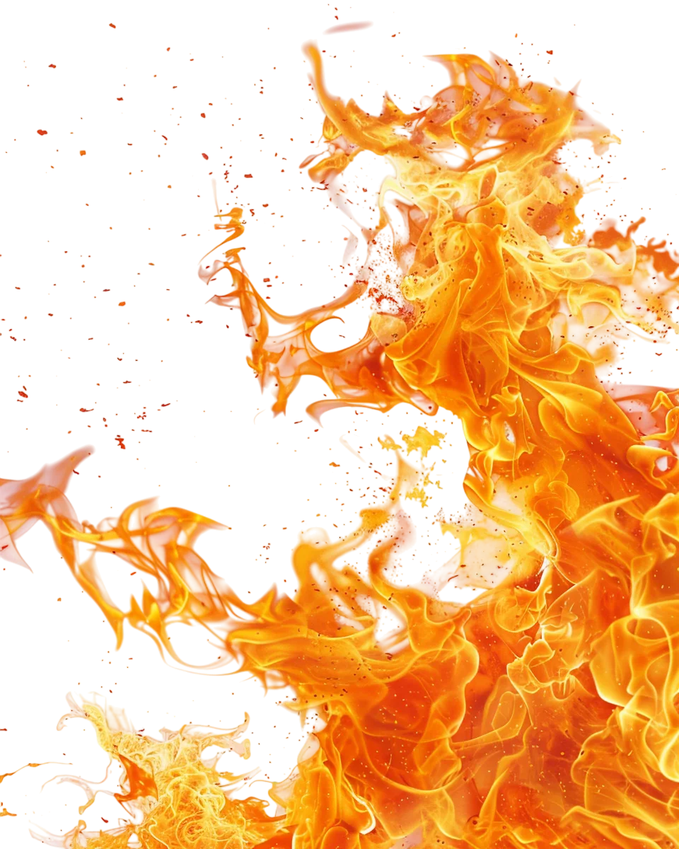 Dynamic Orange Flame Explosion Free PNG Image