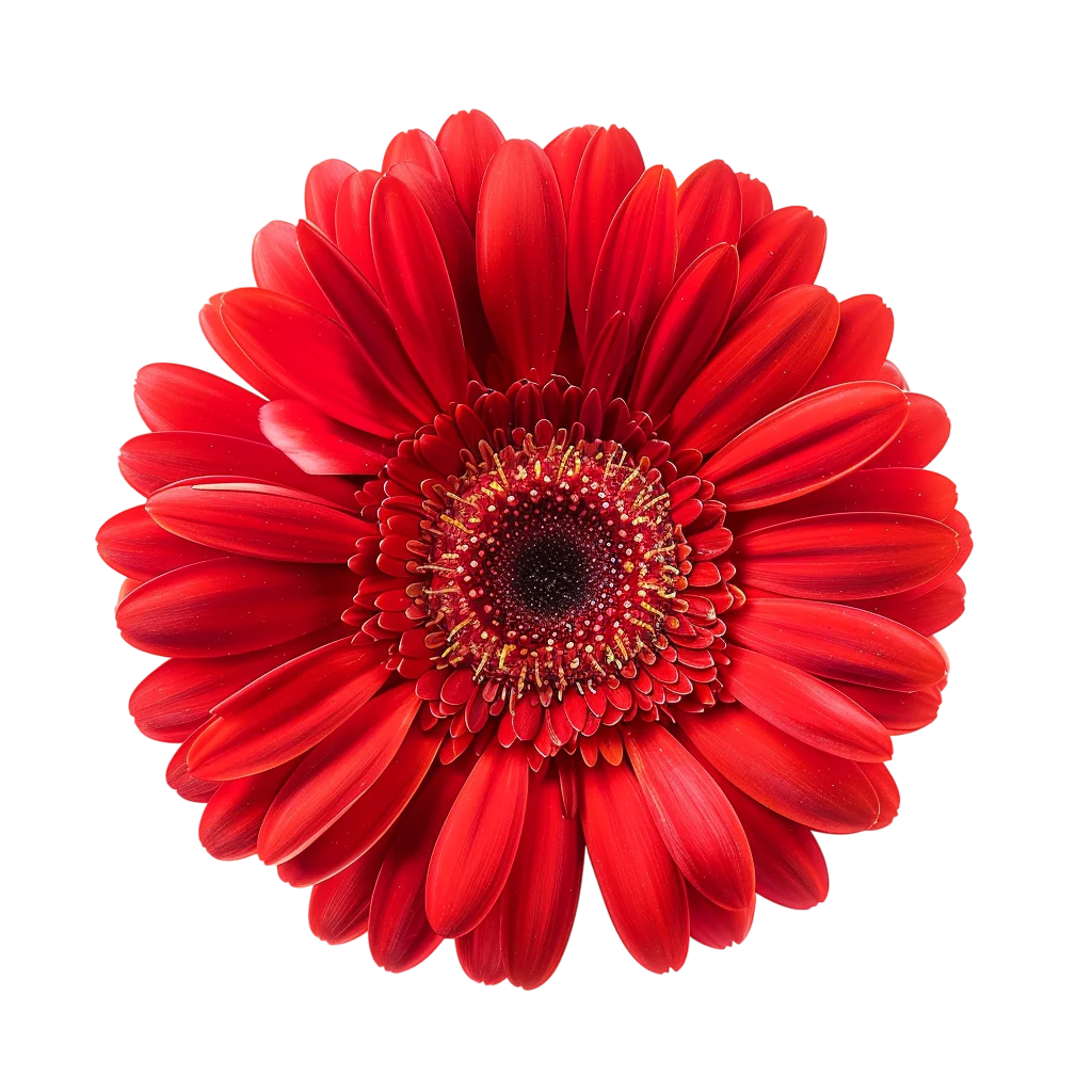 Bright Red Gerbera Flower Bloom Free PNG Image
